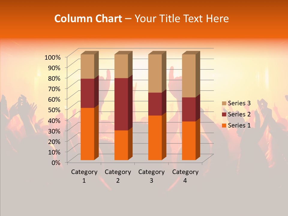 Cheering Crowd In Front Of Bright Stage Lights PowerPoint Template