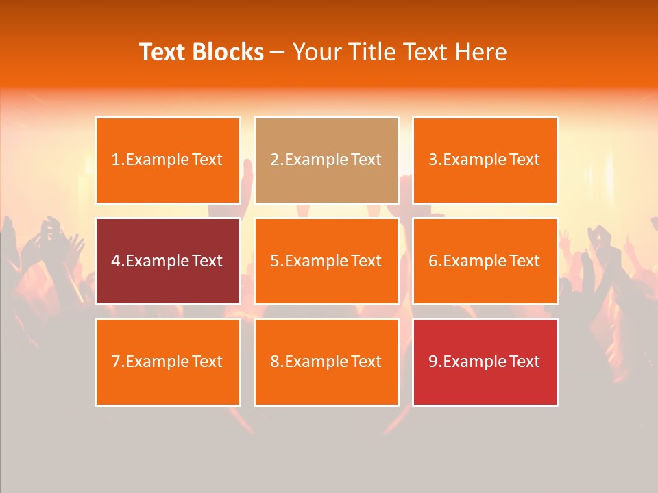 Cheering Crowd In Front Of Bright Stage Lights PowerPoint Template