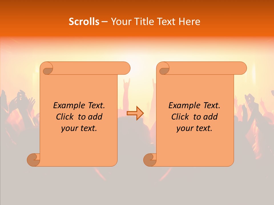 Cheering Crowd In Front Of Bright Stage Lights PowerPoint Template