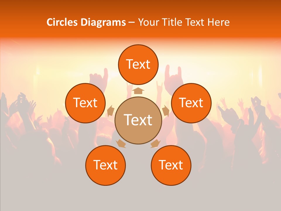 Cheering Crowd In Front Of Bright Stage Lights PowerPoint Template