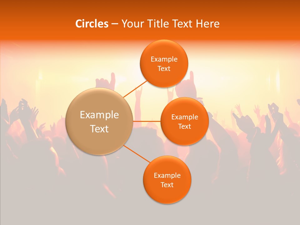 Cheering Crowd In Front Of Bright Stage Lights PowerPoint Template