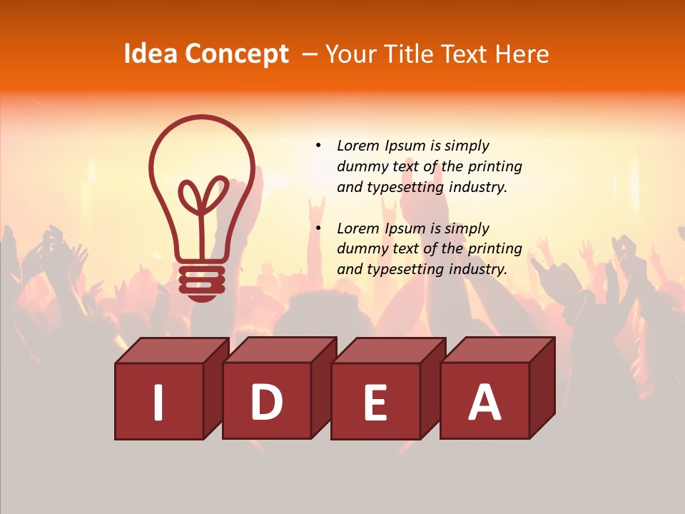 Cheering Crowd In Front Of Bright Stage Lights PowerPoint Template