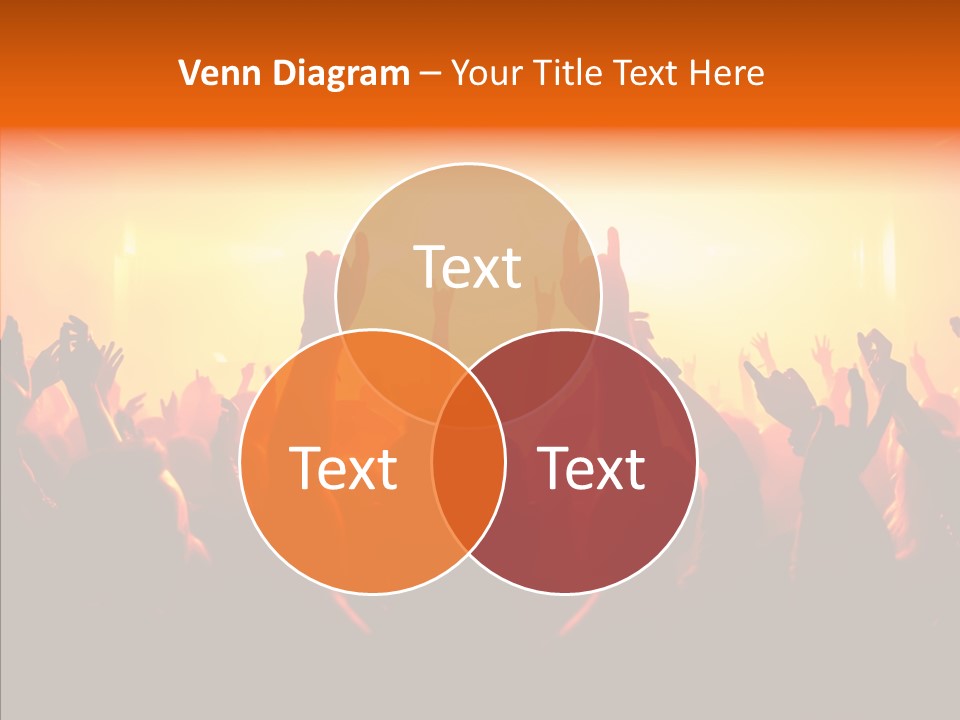 Cheering Crowd In Front Of Bright Stage Lights PowerPoint Template