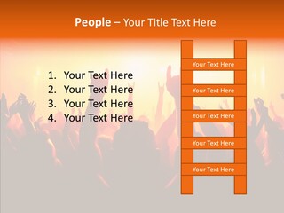 Cheering Crowd In Front Of Bright Stage Lights PowerPoint Template