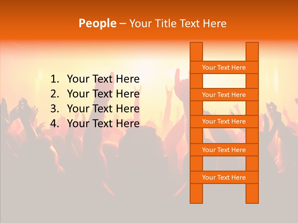 Cheering Crowd In Front Of Bright Stage Lights PowerPoint Template