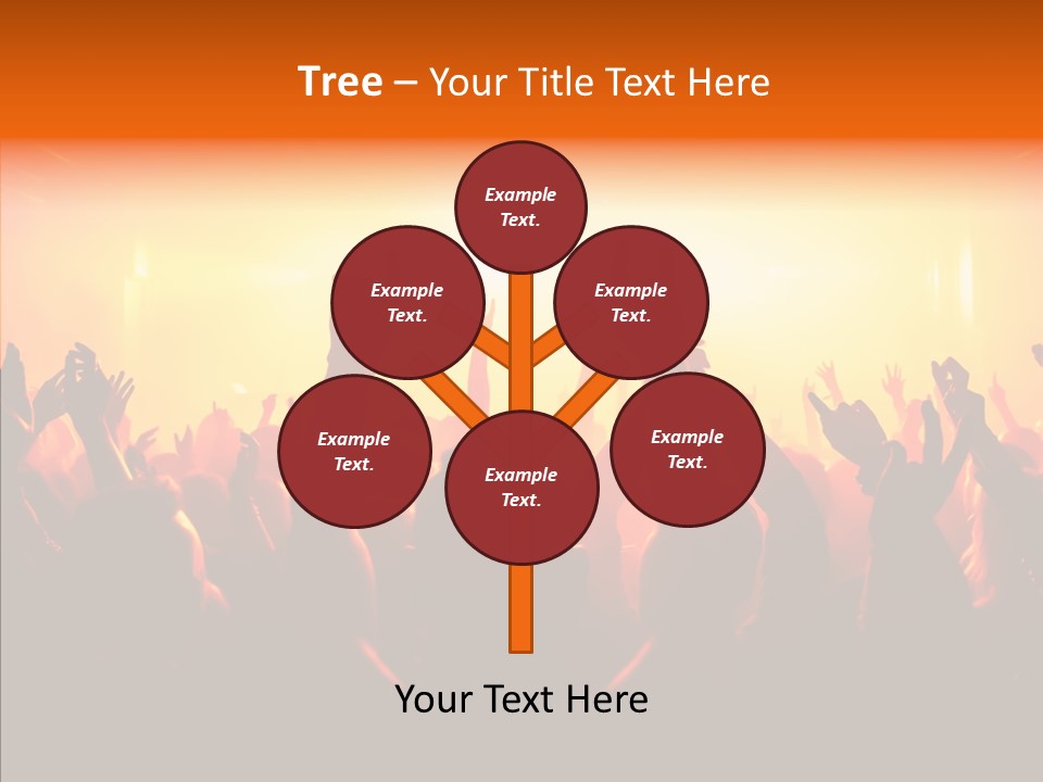 Cheering Crowd In Front Of Bright Stage Lights PowerPoint Template