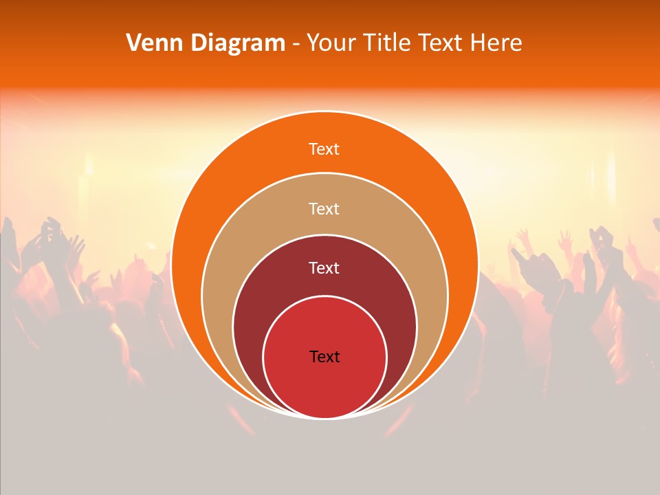 Cheering Crowd In Front Of Bright Stage Lights PowerPoint Template