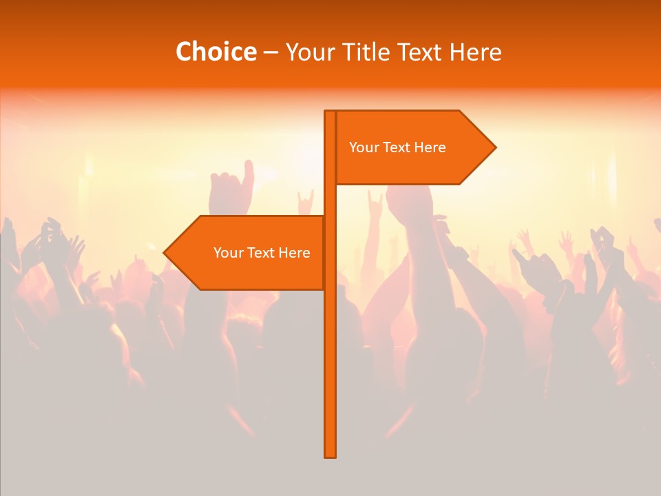 Cheering Crowd In Front Of Bright Stage Lights PowerPoint Template