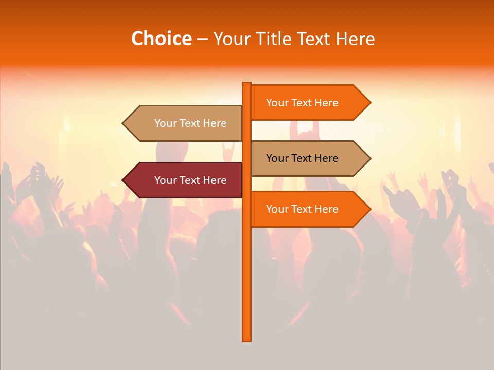 Cheering Crowd In Front Of Bright Stage Lights PowerPoint Template