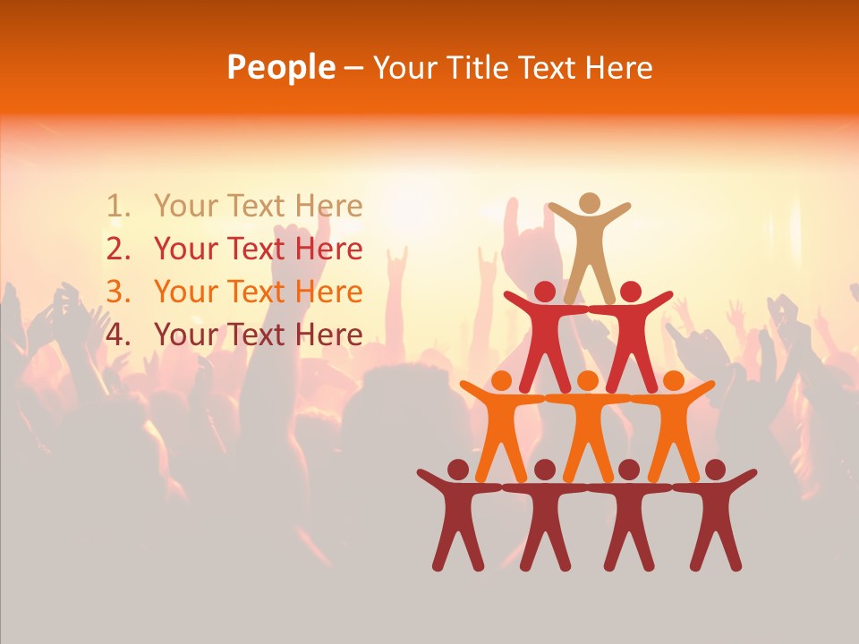 Cheering Crowd In Front Of Bright Stage Lights PowerPoint Template