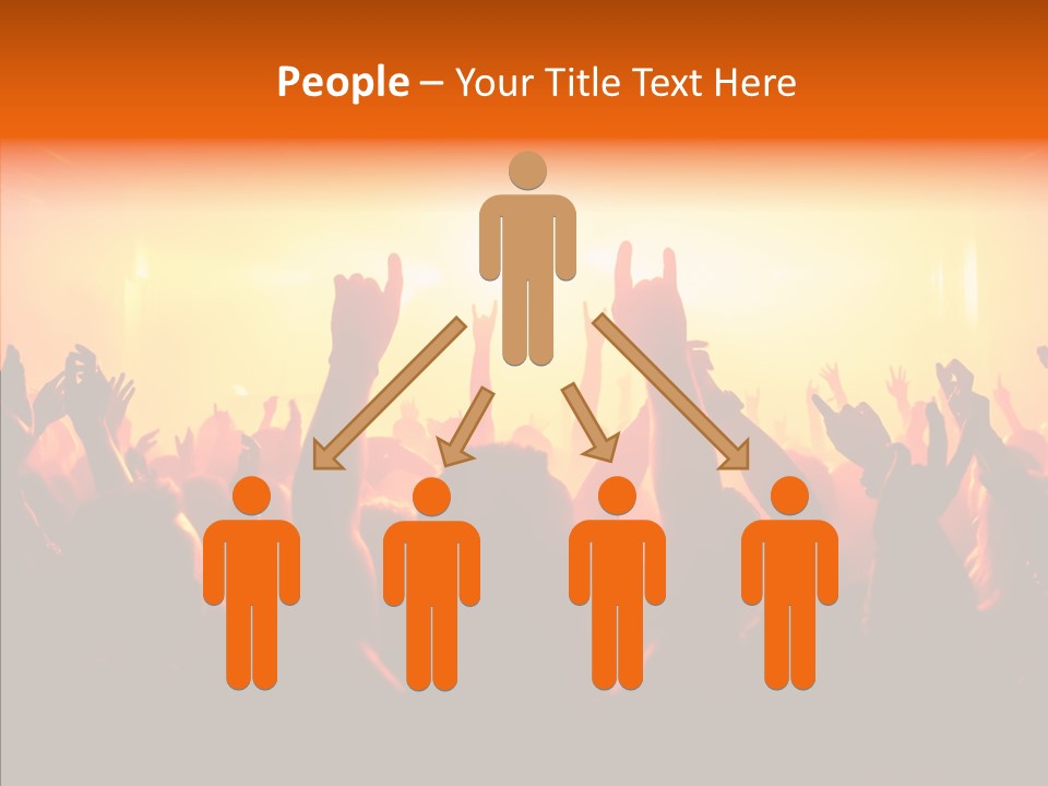 Cheering Crowd In Front Of Bright Stage Lights PowerPoint Template