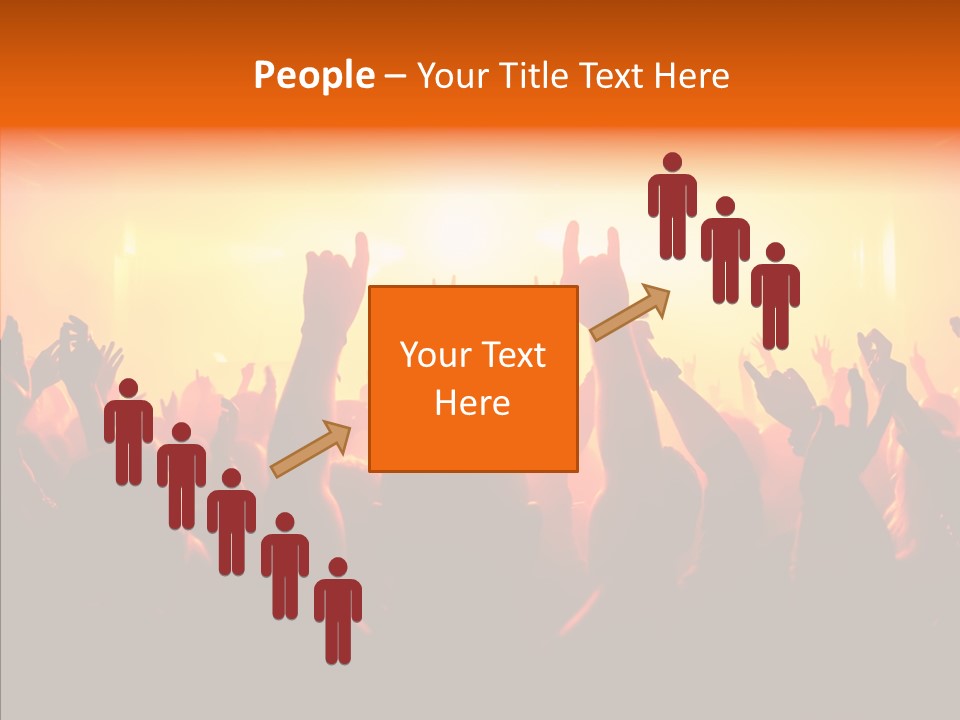 Cheering Crowd In Front Of Bright Stage Lights PowerPoint Template