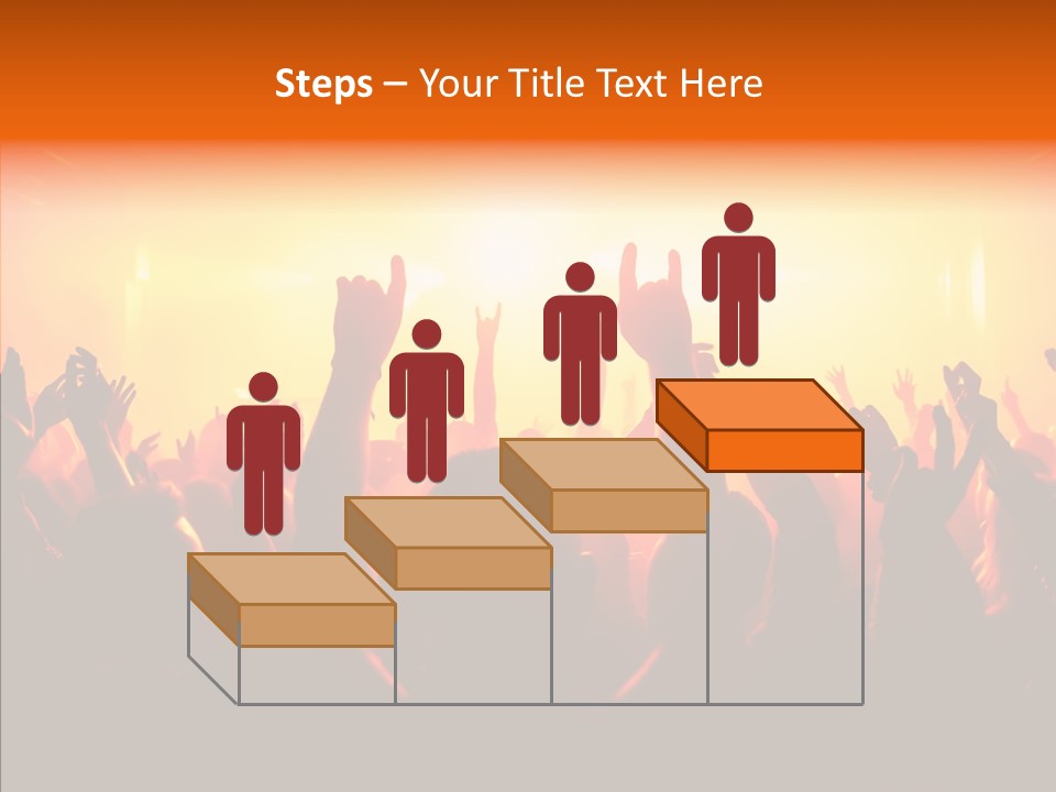 Cheering Crowd In Front Of Bright Stage Lights PowerPoint Template