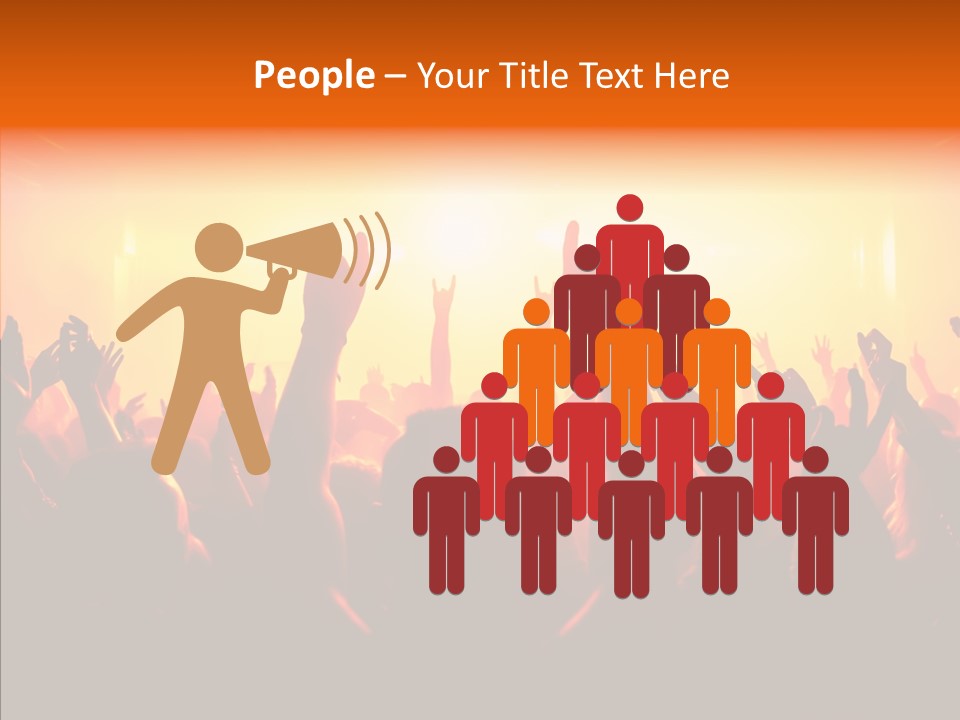 Cheering Crowd In Front Of Bright Stage Lights PowerPoint Template