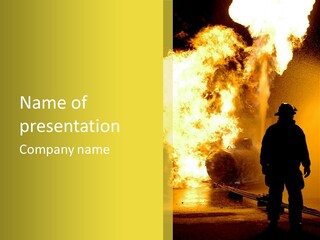 Firefighter Explosion Women PowerPoint Template