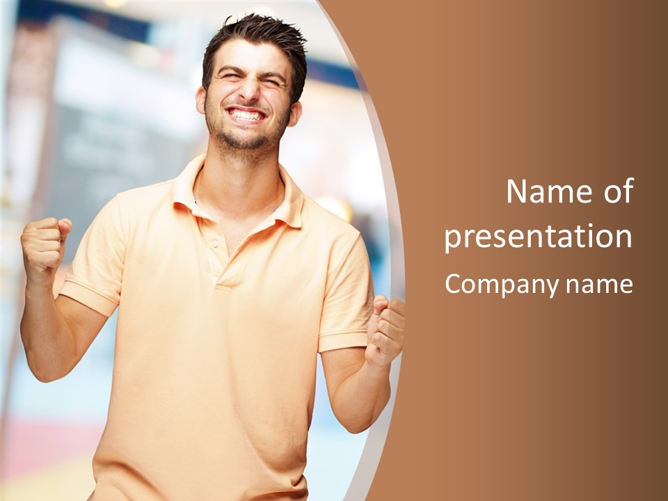 Gesture Victory Expression PowerPoint Template