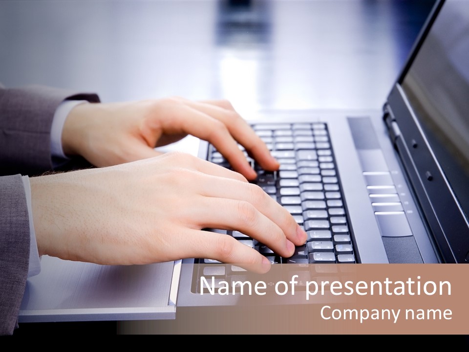 Communication Keyboard Pushing PowerPoint Template