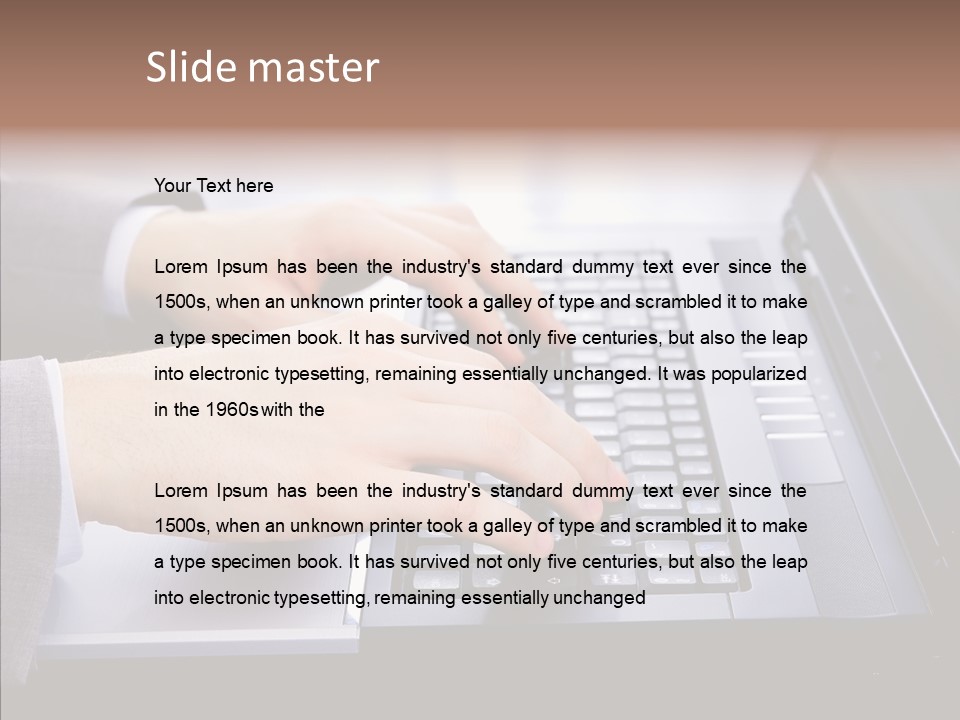 Communication Keyboard Pushing PowerPoint Template