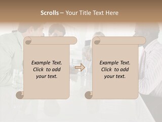 Businesswoman Discussing Seating PowerPoint Template
