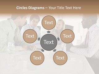 Businesswoman Discussing Seating PowerPoint Template