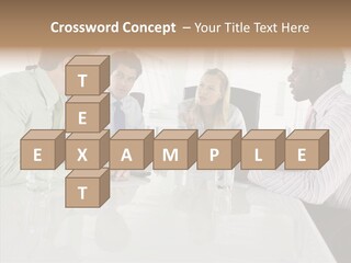 Businesswoman Discussing Seating PowerPoint Template
