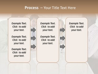 Businesswoman Discussing Seating PowerPoint Template