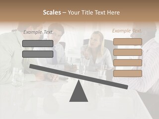 Businesswoman Discussing Seating PowerPoint Template
