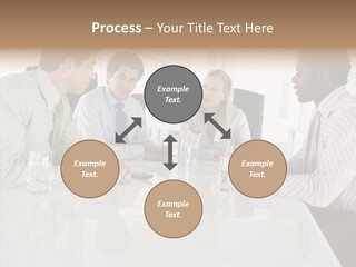 Businesswoman Discussing Seating PowerPoint Template