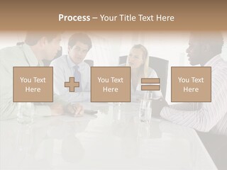 Businesswoman Discussing Seating PowerPoint Template