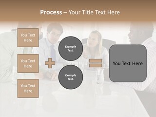 Businesswoman Discussing Seating PowerPoint Template
