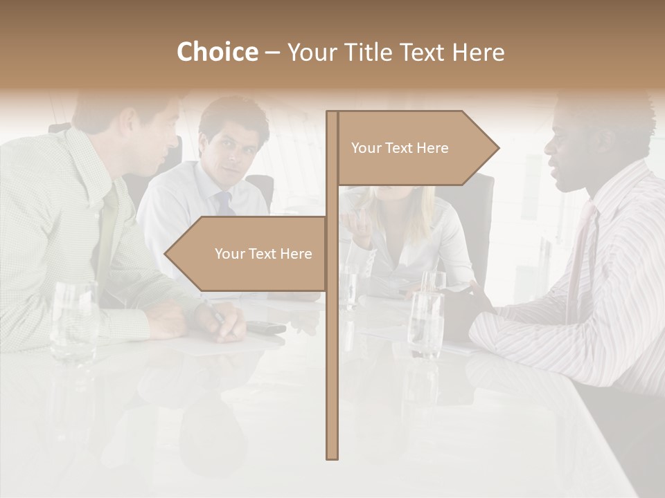 Businesswoman Discussing Seating PowerPoint Template