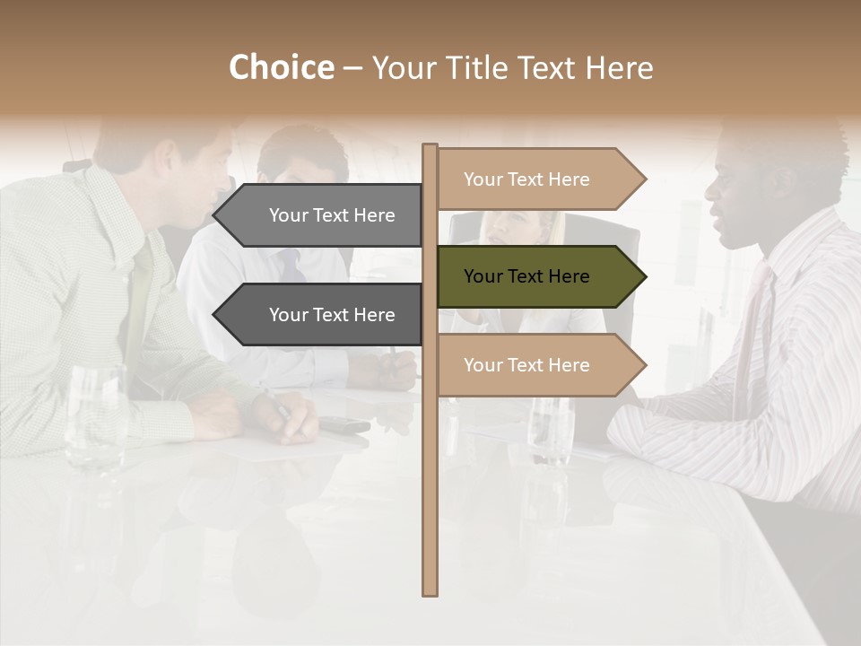 Businesswoman Discussing Seating PowerPoint Template