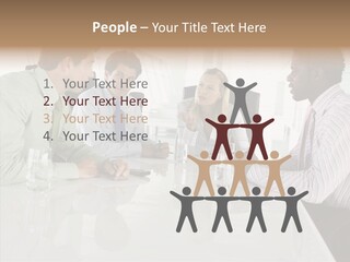 Businesswoman Discussing Seating PowerPoint Template