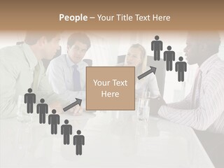 Businesswoman Discussing Seating PowerPoint Template