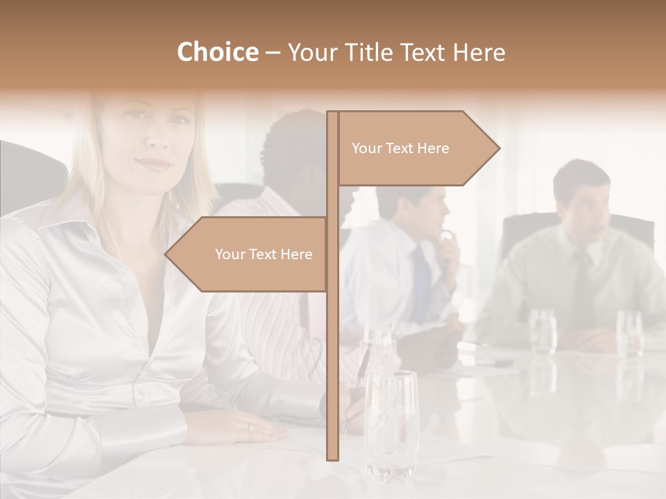 Seating Businessman Discussion PowerPoint Template