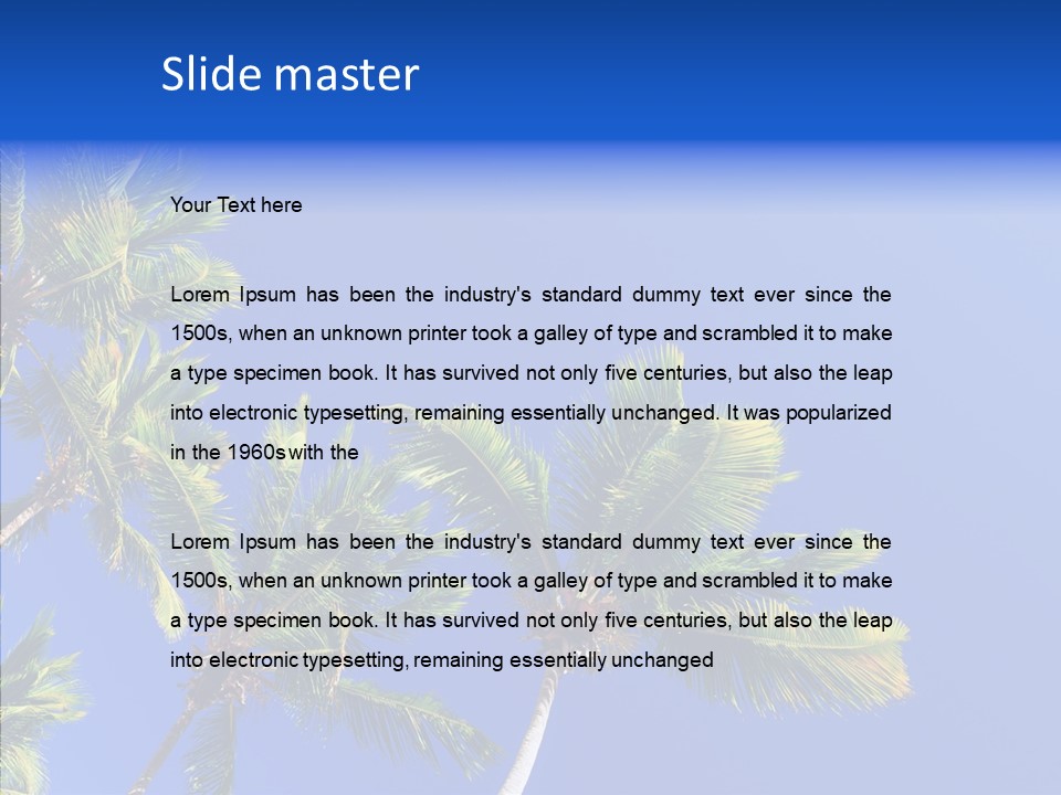 Lush Green Palm Trees On Blue Sky Background PowerPoint Template