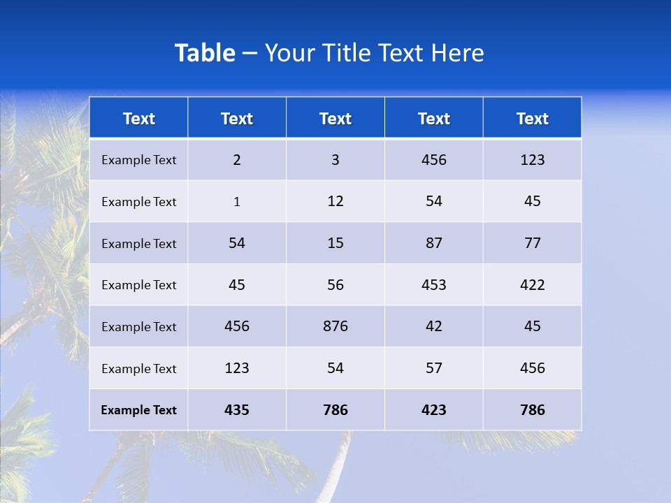 Lush Green Palm Trees On Blue Sky Background PowerPoint Template