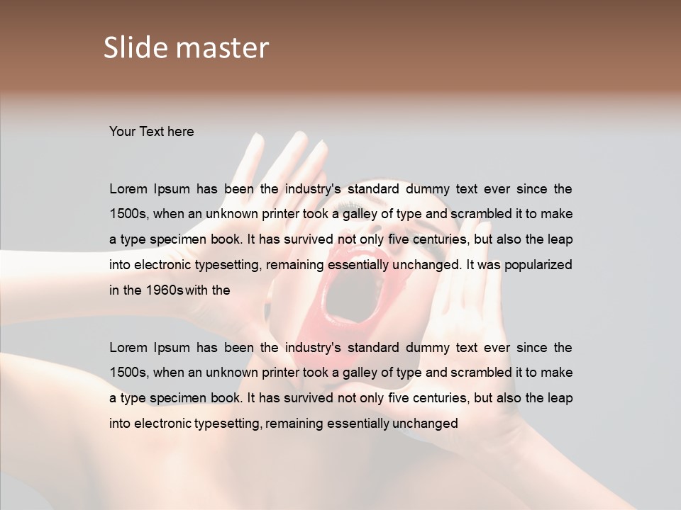 A Beauty Female With Red Lips Is Screaming PowerPoint Template