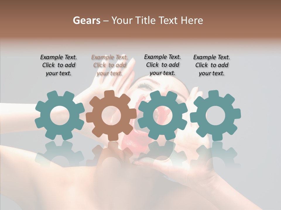 A Beauty Female With Red Lips Is Screaming PowerPoint Template