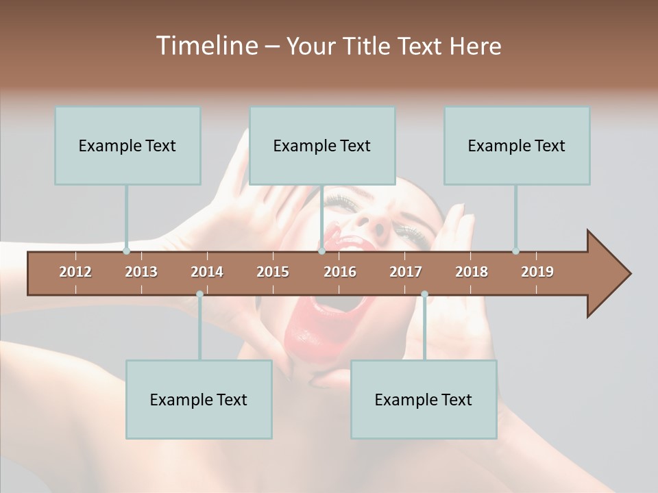 A Beauty Female With Red Lips Is Screaming PowerPoint Template