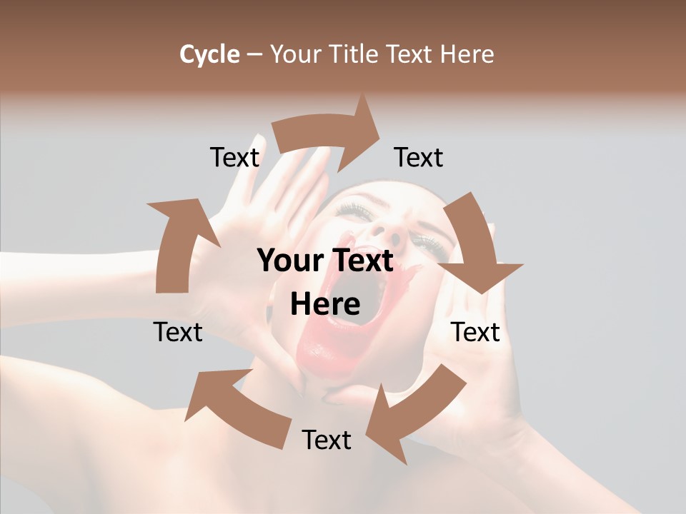 A Beauty Female With Red Lips Is Screaming PowerPoint Template