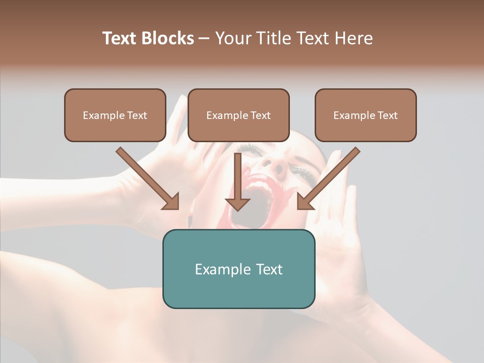 A Beauty Female With Red Lips Is Screaming PowerPoint Template