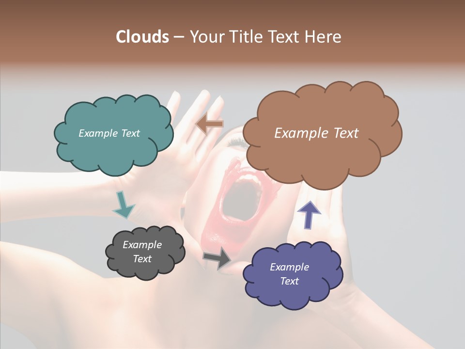 A Beauty Female With Red Lips Is Screaming PowerPoint Template