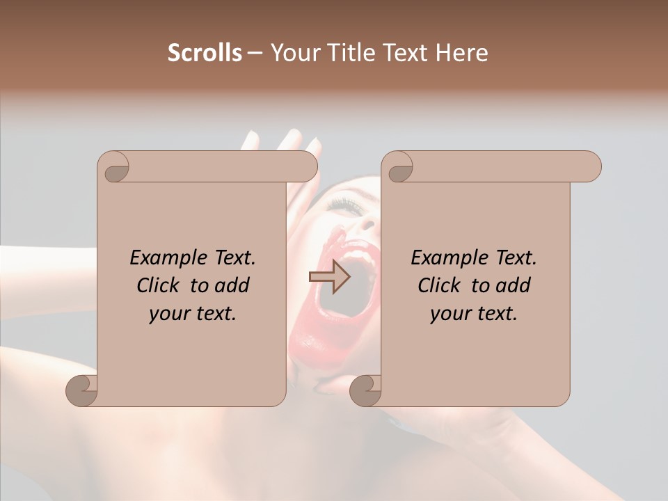 A Beauty Female With Red Lips Is Screaming PowerPoint Template