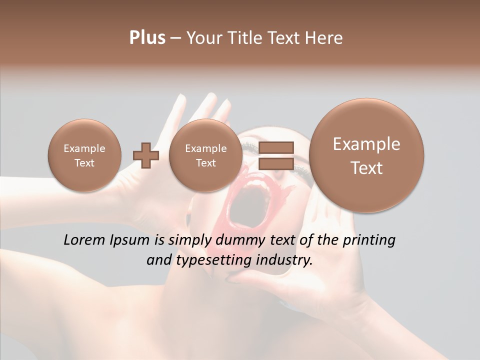 A Beauty Female With Red Lips Is Screaming PowerPoint Template