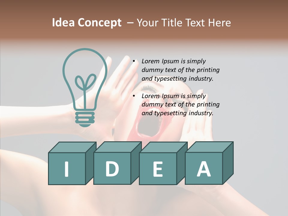 A Beauty Female With Red Lips Is Screaming PowerPoint Template