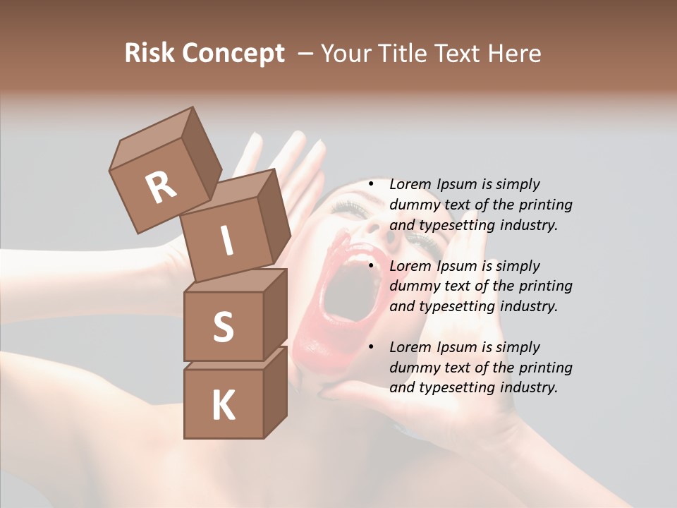 A Beauty Female With Red Lips Is Screaming PowerPoint Template