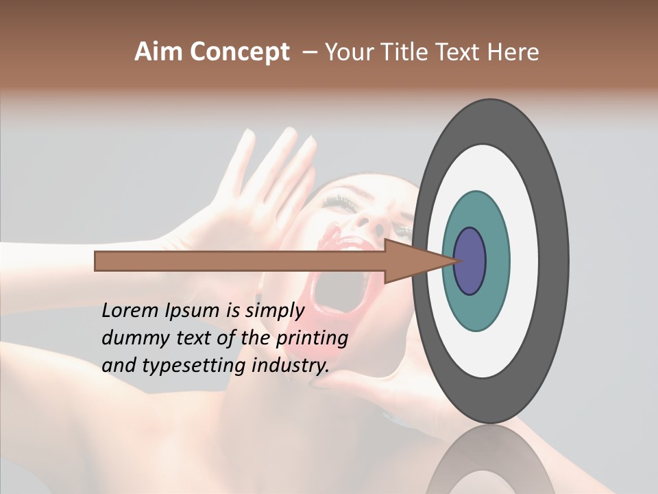 A Beauty Female With Red Lips Is Screaming PowerPoint Template