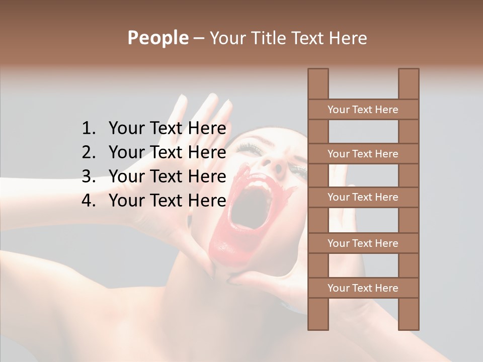 A Beauty Female With Red Lips Is Screaming PowerPoint Template