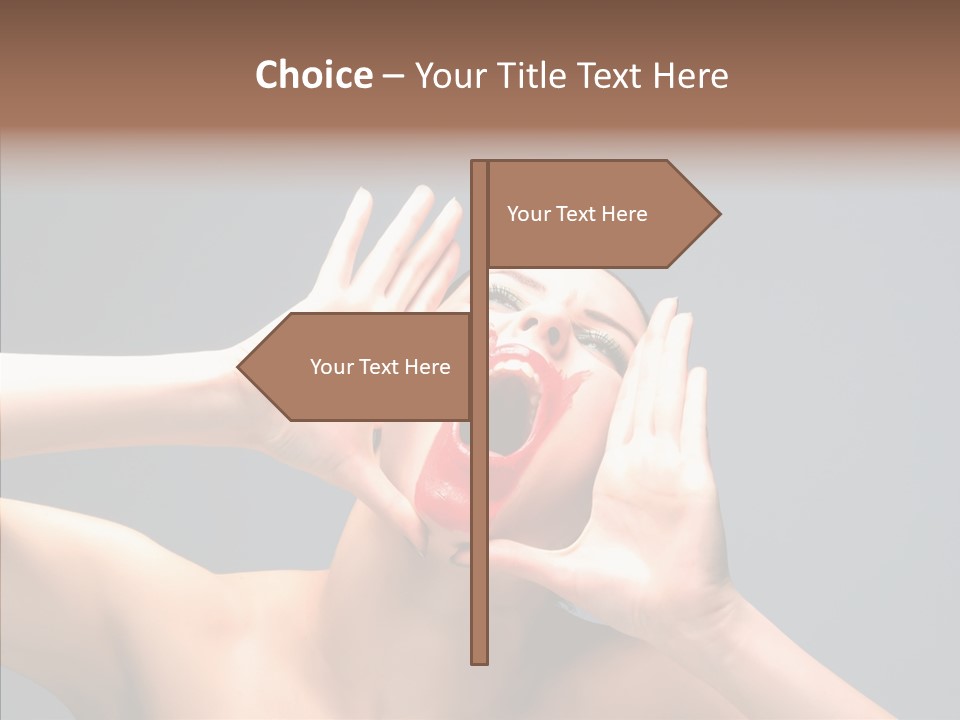 A Beauty Female With Red Lips Is Screaming PowerPoint Template